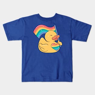 Cute LGBTQ Rubber Duckie // Squeaky Duck LGBTQ Rainbow Flag Kids T-Shirt